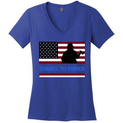 Rush Tunnel To Tower Vintage Firefighter Gift Women's V-Neck T-Shirt