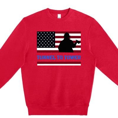 Rush Tunnel To Tower Vintage Firefighter Gift Premium Crewneck Sweatshirt