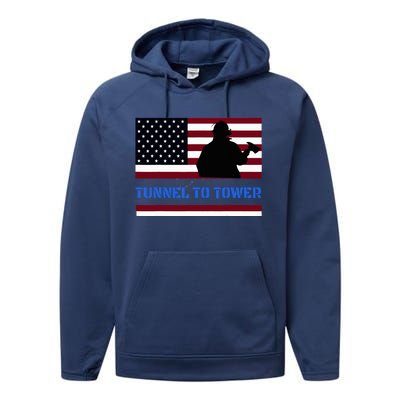 Rush Tunnel To Tower Vintage Firefighter Gift Performance Fleece Hoodie