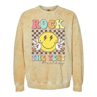 Rock The Test Testing Day Retro Motivational Teacher Student Colorblast Crewneck Sweatshirt