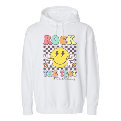 Rock The Test Testing Day Retro Motivational Teacher Student Garment-Dyed Fleece Hoodie