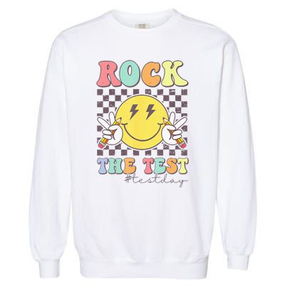 Rock The Test Testing Day Retro Motivational Teacher Student Garment-Dyed Sweatshirt