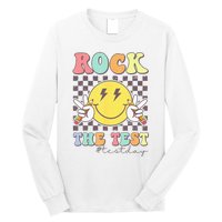 Rock The Test Testing Day Retro Motivational Teacher Student Long Sleeve Shirt