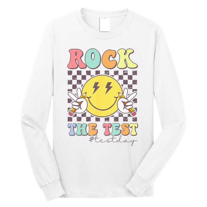 Rock The Test Testing Day Retro Motivational Teacher Student Long Sleeve Shirt