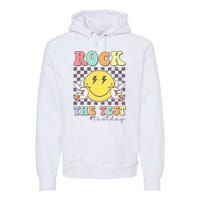 Rock The Test Testing Day Retro Motivational Teacher Student Premium Hoodie