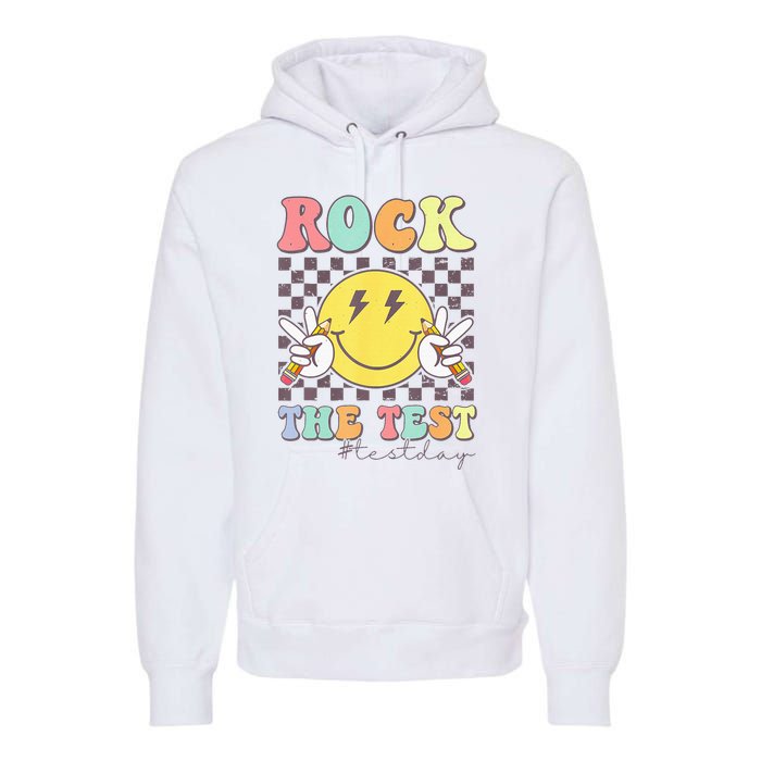 Rock The Test Testing Day Retro Motivational Teacher Student Premium Hoodie