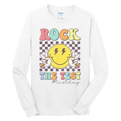 Rock The Test Testing Day Retro Motivational Teacher Student Tall Long Sleeve T-Shirt