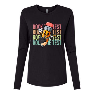 Rock The Test Day Teacher Testing Day Womens Cotton Relaxed Long Sleeve T-Shirt