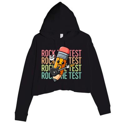 Rock The Test Day Teacher Testing Day Crop Fleece Hoodie