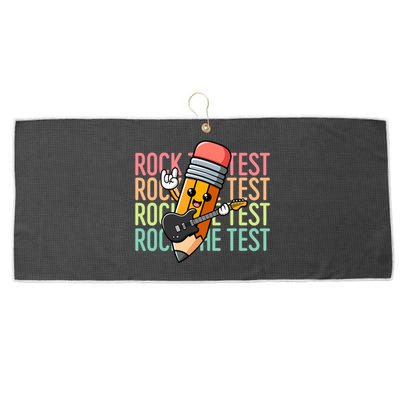 Rock The Test Day Teacher Testing Day Large Microfiber Waffle Golf Towel