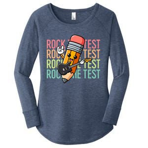 Rock The Test Day Teacher Testing Day Women's Perfect Tri Tunic Long Sleeve Shirt