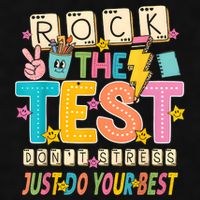 Rock The Test Don't Stress Just Do Your Best Teacher Testing Ladies PosiCharge Tri-Blend Wicking Tank
