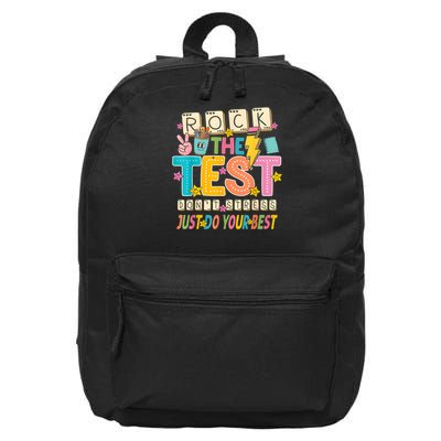 Rock The Test Don't Stress Just Do Your Best Teacher Testing 16 in Basic Backpack