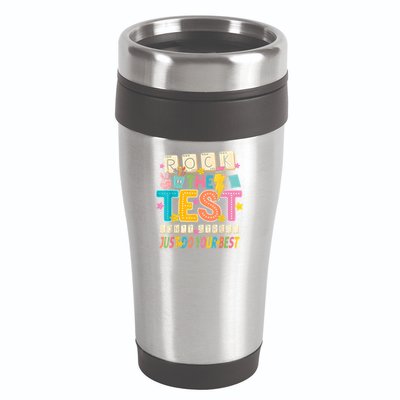 Rock The Test Don't Stress Just Do Your Best Teacher Testing 16oz Travel Tumbler