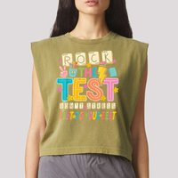 Rock The Test Don't Stress Just Do Your Best Teacher Testing Garment-Dyed Women's Muscle Tee