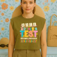 Rock The Test Don't Stress Just Do Your Best Teacher Testing Garment-Dyed Women's Muscle Tee
