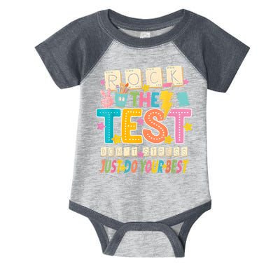 Rock The Test Don't Stress Just Do Your Best Teacher Testing Infant Baby Jersey Bodysuit