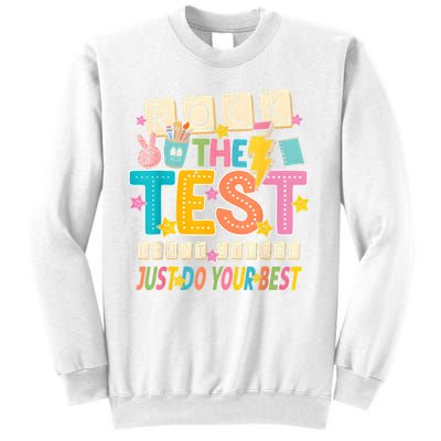 Rock The Test Don't Stress Just Do Your Best Teacher Testing Sweatshirt