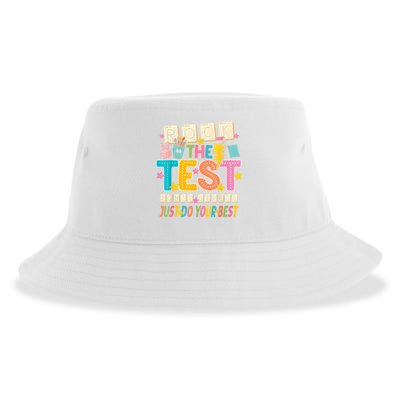Rock The Test Don't Stress Just Do Your Best Teacher Testing Sustainable Bucket Hat