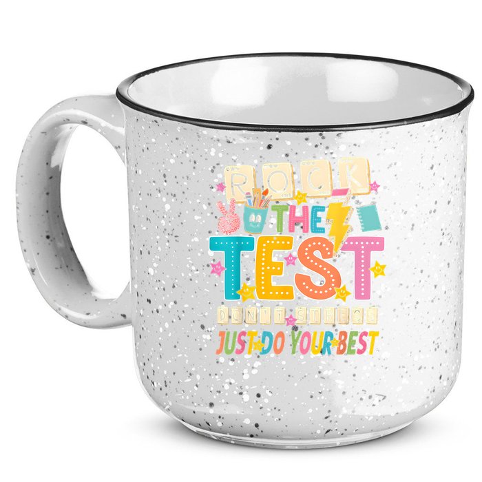 Rock The Test Don't Stress Just Do Your Best Teacher Testing 15oz Campfire Ceramic Mug