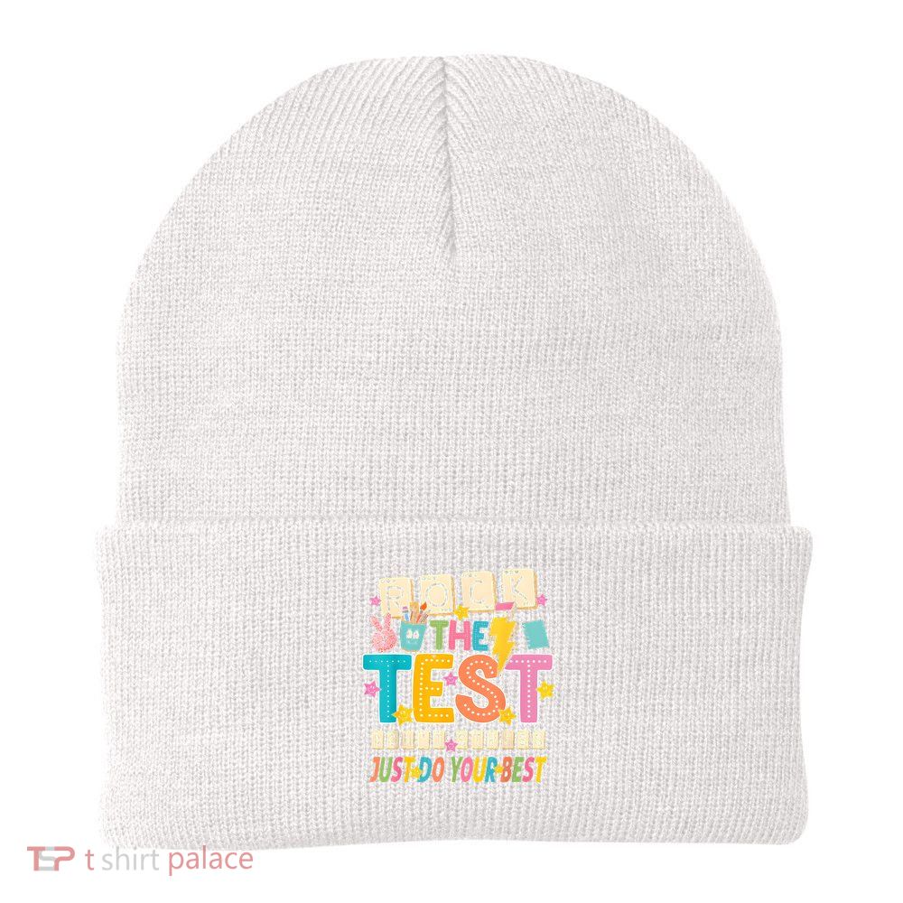 Rock The Test Don't Stress Just Do Your Best Teacher Testing Beanie