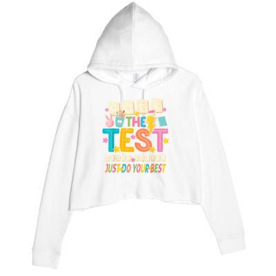 Rock The Test Don't Stress Just Do Your Best Teacher Testing Crop Fleece Hoodie