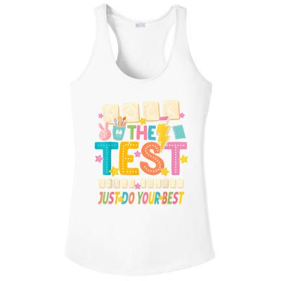 Rock The Test Don't Stress Just Do Your Best Teacher Testing Ladies PosiCharge Competitor Racerback Tank