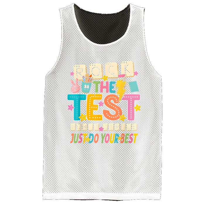 Rock The Test Don't Stress Just Do Your Best Teacher Testing Mesh Reversible Basketball Jersey Tank