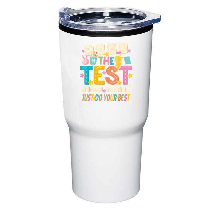 Rock The Test Don't Stress Just Do Your Best Teacher Testing Tumbler