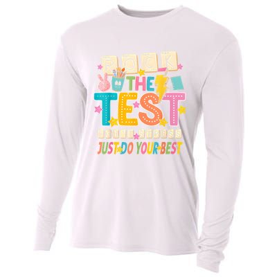 Rock The Test Don't Stress Just Do Your Best Teacher Testing Cooling Performance Long Sleeve Crew