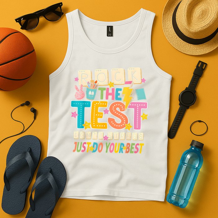 Rock The Test Don't Stress Just Do Your Best Teacher Testing Tank Top