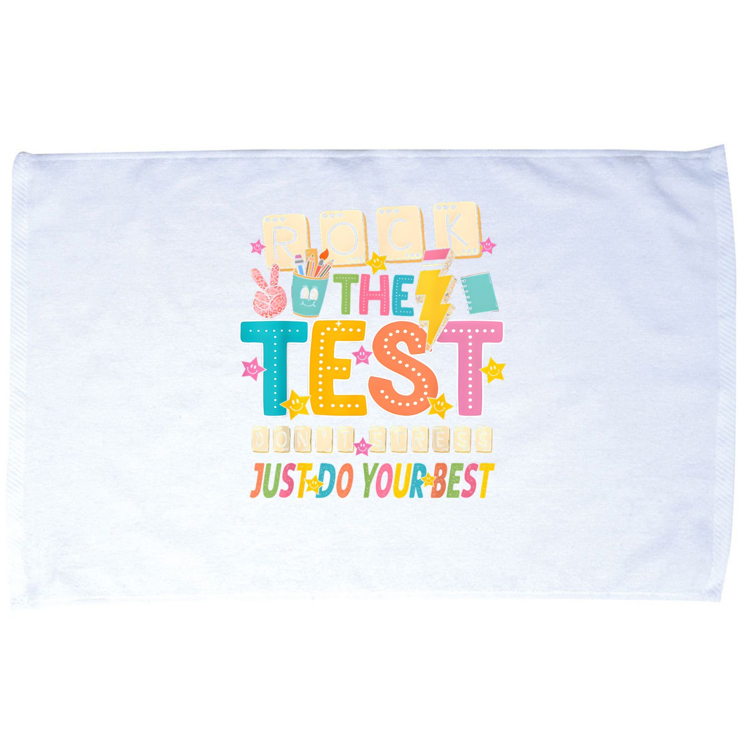 Rock The Test Don't Stress Just Do Your Best Teacher Testing Microfiber Hand Towel