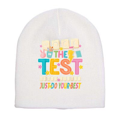 Rock The Test Don't Stress Just Do Your Best Teacher Testing Short Acrylic Beanie