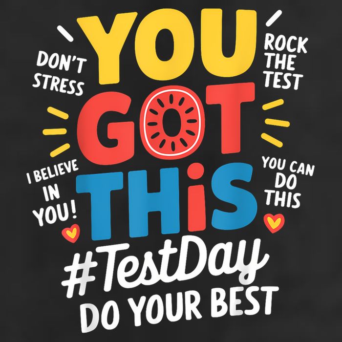 Rock The Test Testing Day Teacher Motivational You Got This 7 Panel Mesh Trucker Snapback Hat