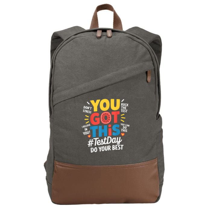 Rock The Test Testing Day Teacher Motivational You Got This Cotton Canvas Backpack