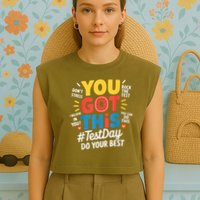 Rock The Test Testing Day Teacher Motivational You Got This Garment-Dyed Women's Muscle Tee