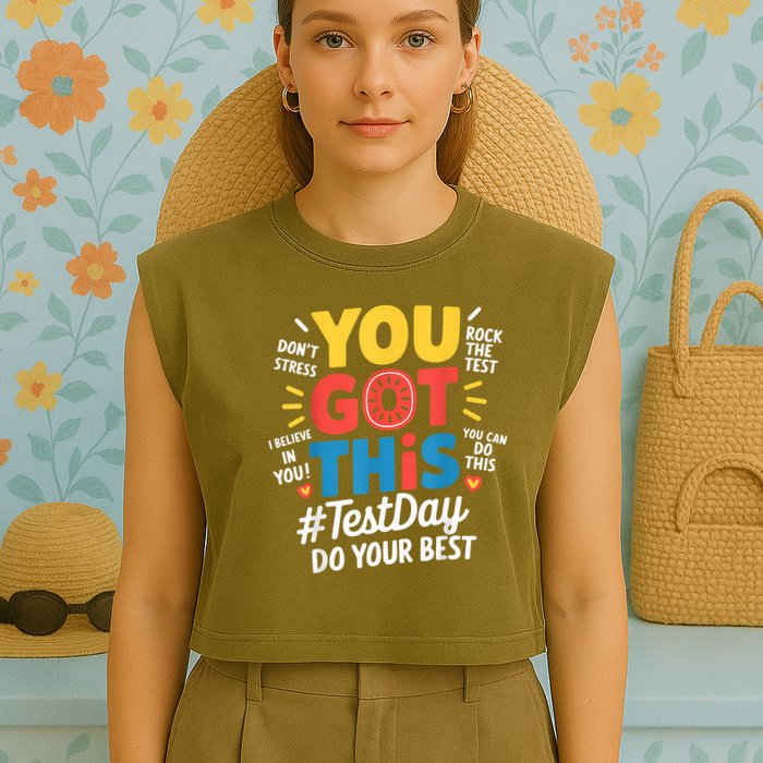 Rock The Test Testing Day Teacher Motivational You Got This Garment-Dyed Women's Muscle Tee