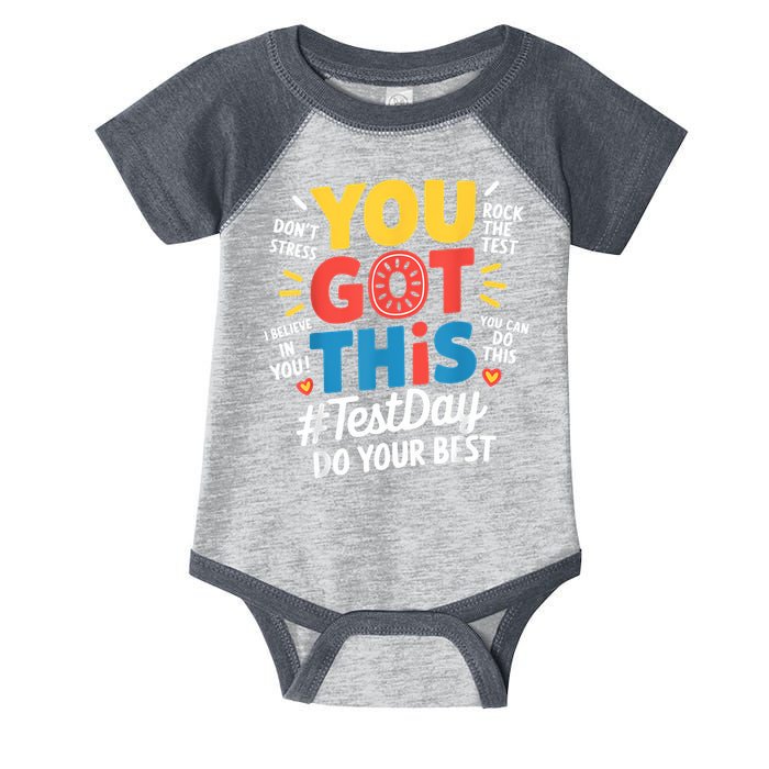 Rock The Test Testing Day Teacher Motivational You Got This Infant Baby Jersey Bodysuit
