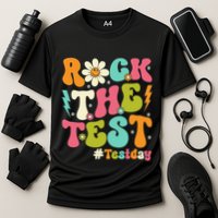 Rock The Test Motivational Retro Teachers Cooling Performance Crew T-Shirt