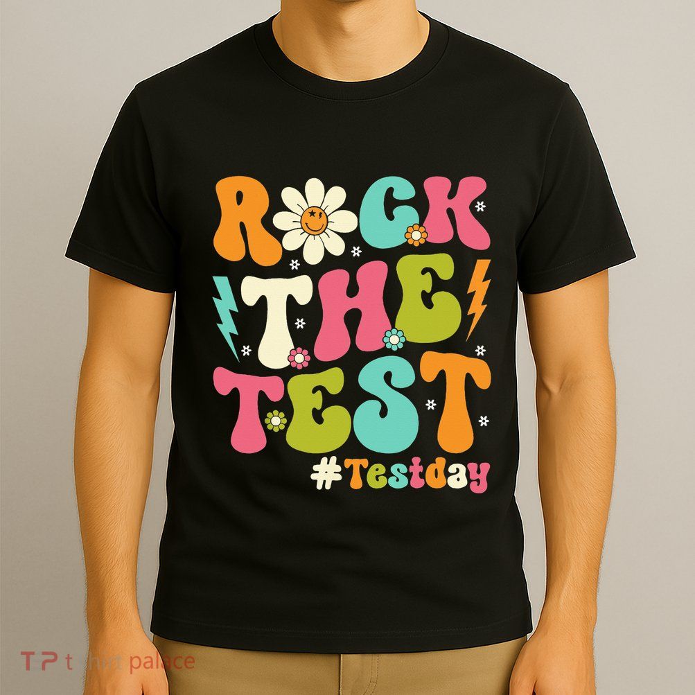 Rock The Test Motivational Retro Teachers T-Shirt
