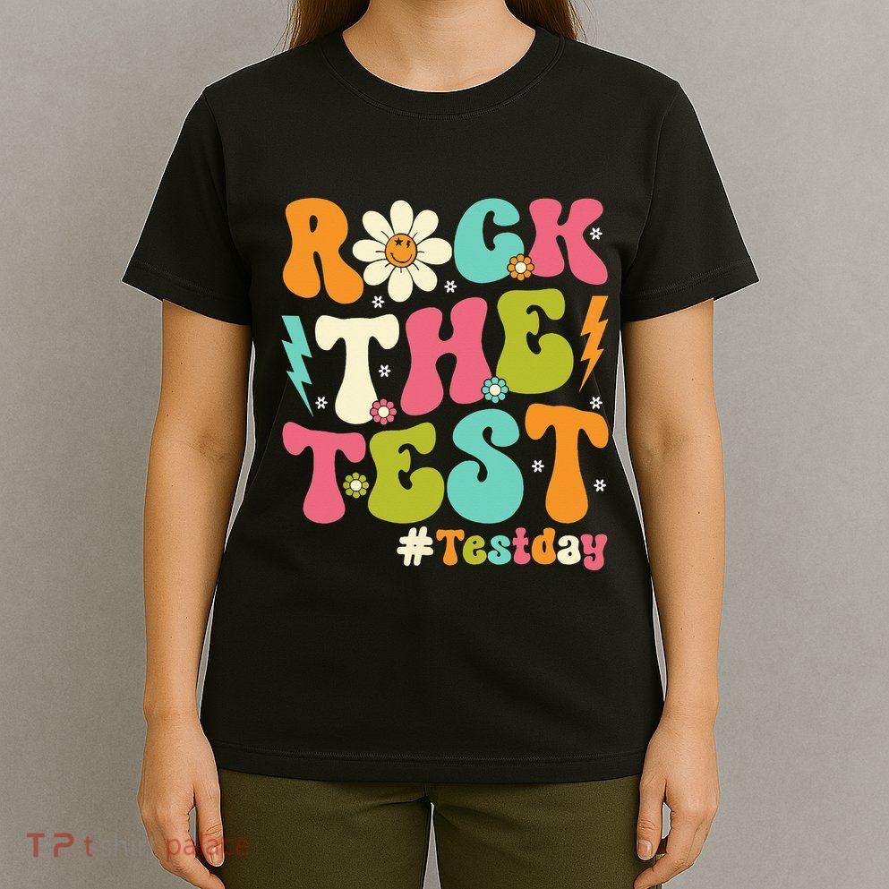 Rock The Test Motivational Retro Teachers T-Shirt