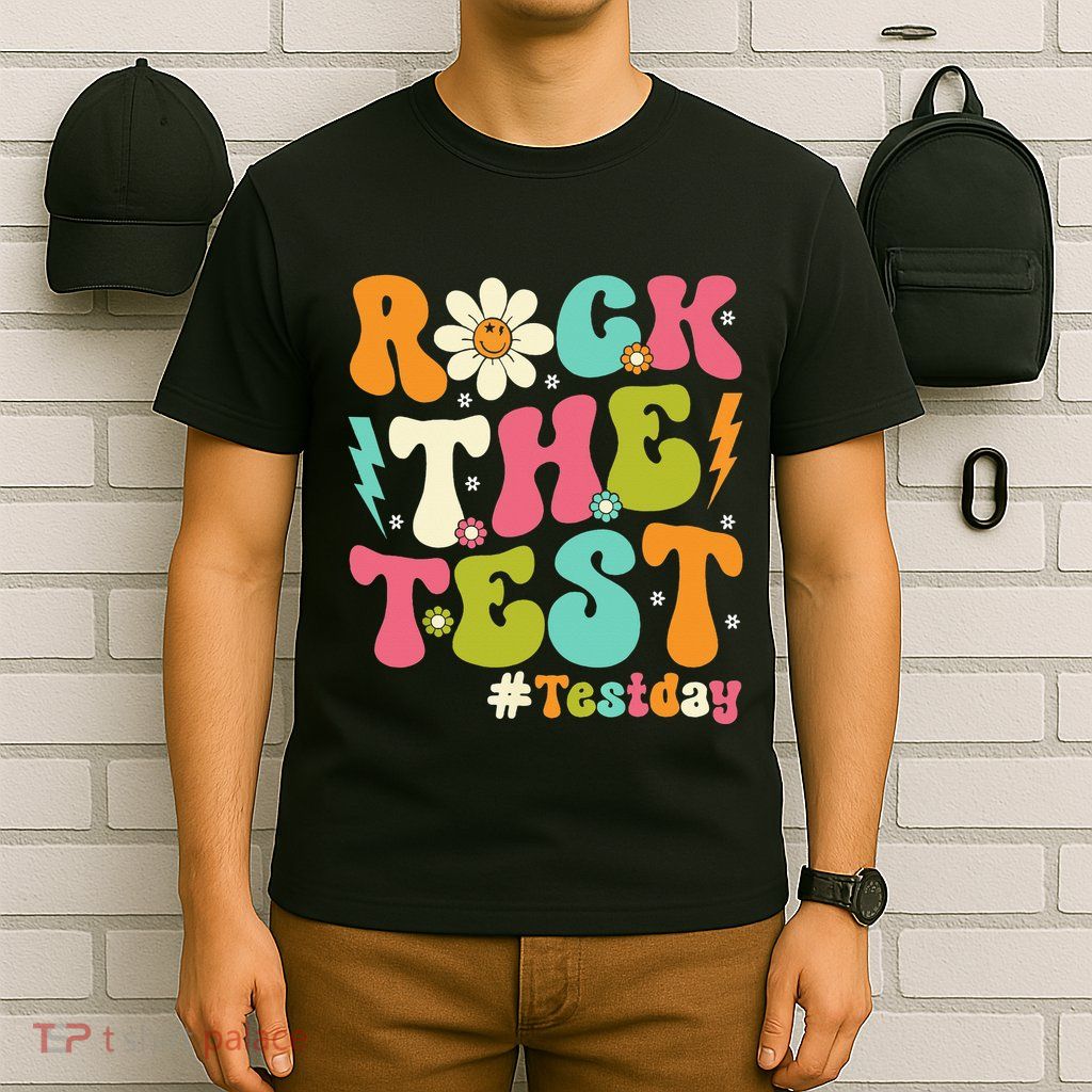 Rock The Test Motivational Retro Teachers T-Shirt