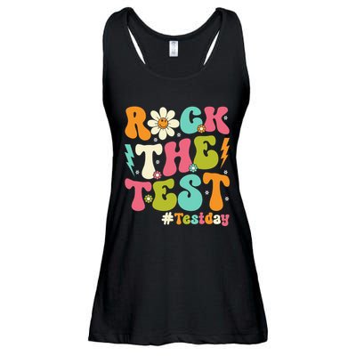 Rock The Test Motivational Retro Teachers Ladies Essential Flowy Tank