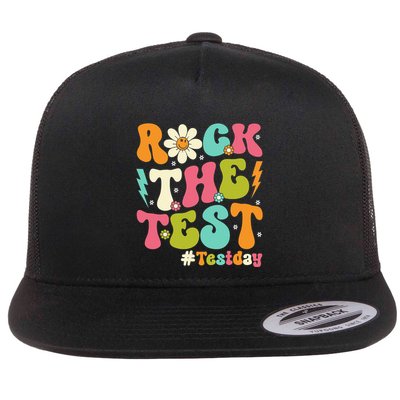 Rock The Test Motivational Retro Teachers Flatbill Hat