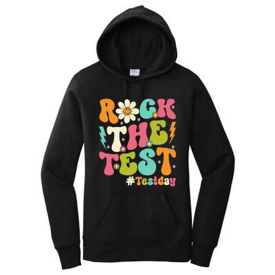 Rock The Test Motivational Retro Teachers Women's Pullover Hoodie