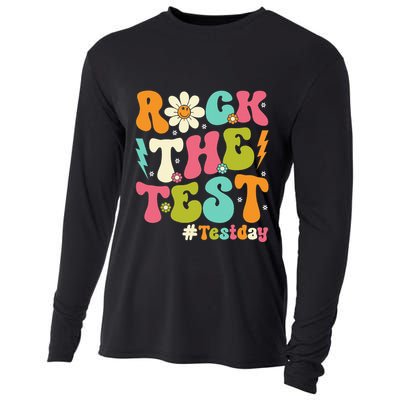 Rock The Test Motivational Retro Teachers Cooling Performance Long Sleeve Crew