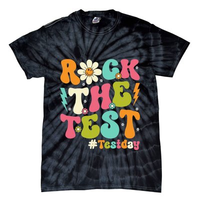 Rock The Test Motivational Retro Teachers Tie-Dye T-Shirt