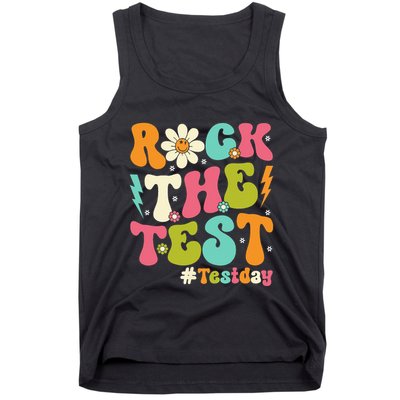 Rock The Test Motivational Retro Teachers Tank Top