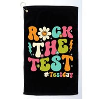 Rock The Test Motivational Retro Teachers Golf Towel