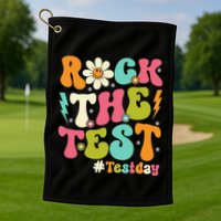 Rock The Test Motivational Retro Teachers Golf Towel